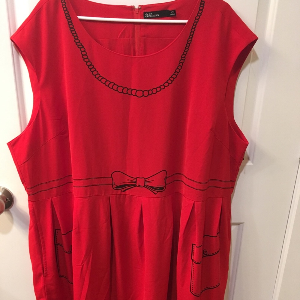 EUC Red Sheath Dress ModCloth 4xw/ pockets!!